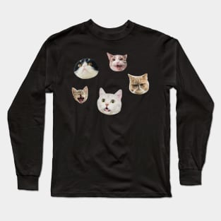 Funny cat faces sticker pack Long Sleeve T-Shirt